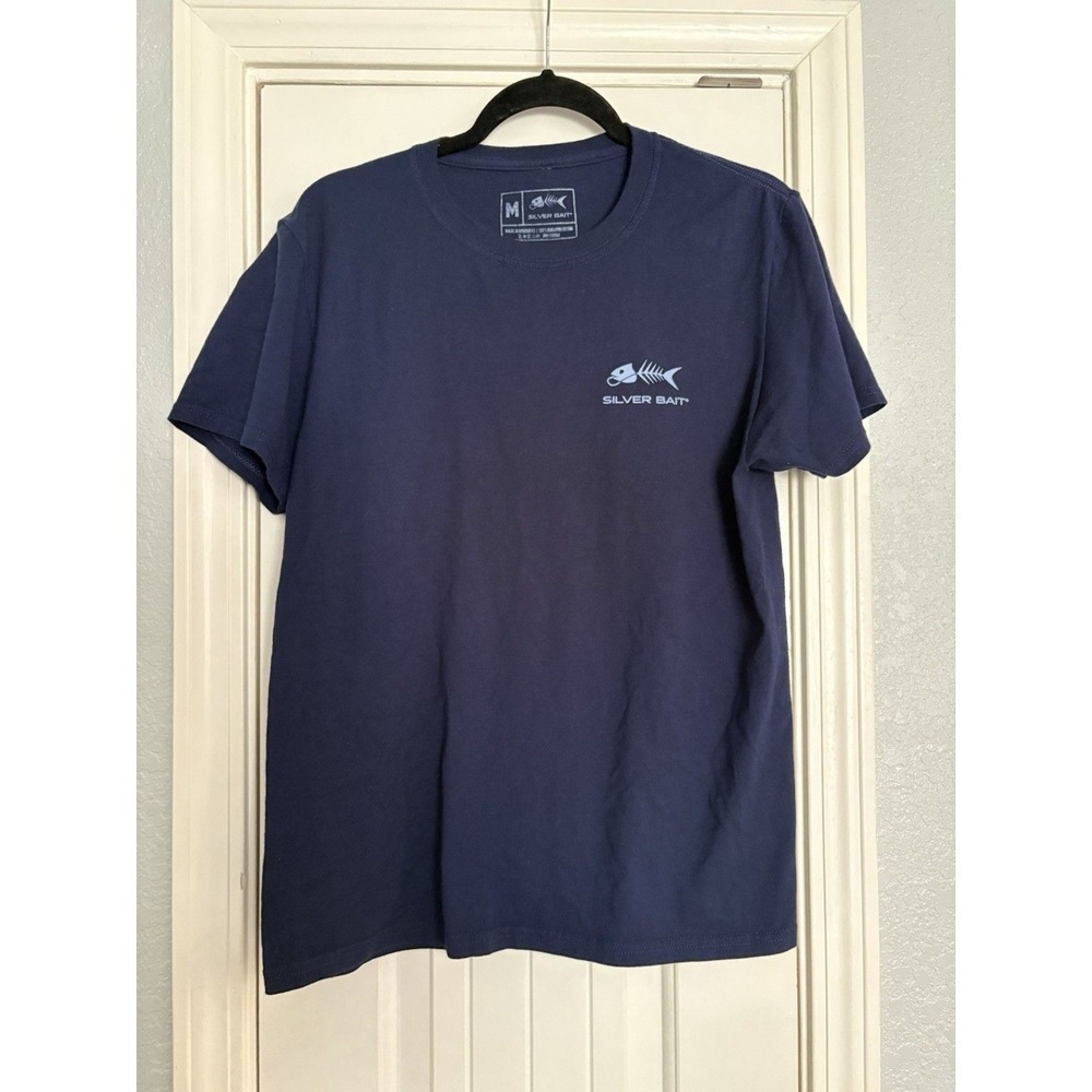 Silver Bait Bubba's Fish Fry T-Shirt Mens Medium Navy Blue Excellent Graphic Tee